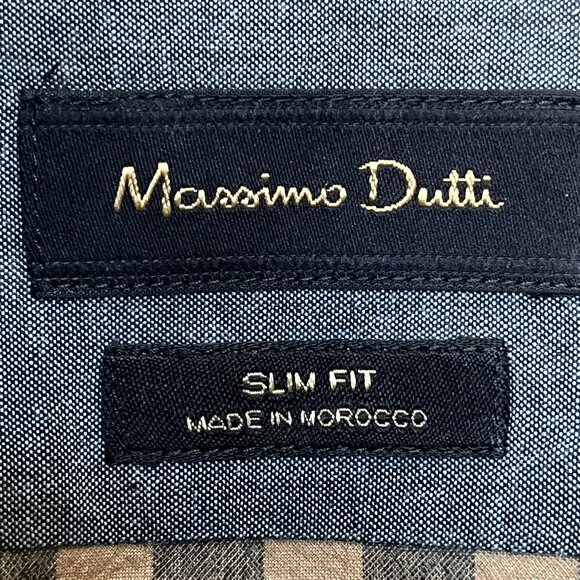 Massimo Dutti Long Sleeve Button Down Dress Shirt Slim Fit S Checkered Morocco - Picture 3 of 8